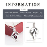 925 Silver Painful Face Halloween Pendant Women Real Silver Pearl Locket