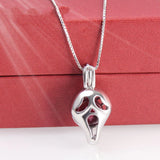 925 Silver Painful Face Halloween Pendant Women Real Silver Pearl Locket
