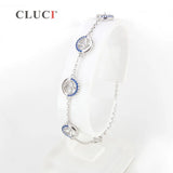 925 Silver Pearl Bracelet Mounting Women Zircons Bracelet