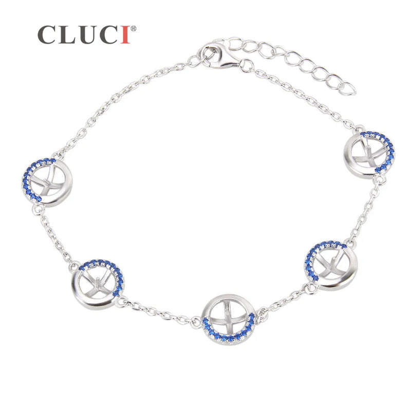 925 Silver Pearl Bracelet Mounting Women Zircons Bracelet