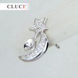 925 Silver Pearl Earrings Mounting Moon & Star Studs SE035SB