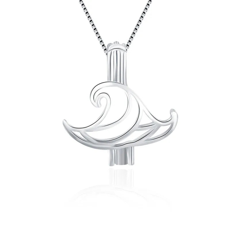 925 Silver Pearl Locket Cage Pendant Necklace Jewelry SC021SB