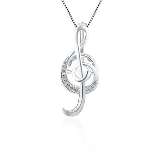 925 Silver Pearl Locket Pendant Music Note Shaped Necklace