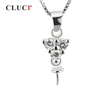 925 Silver Pearl Zircon Pendant Charm SP051SB