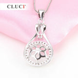 925 Silver Pearl Pendant Mounting Water Drop Shape Charms Pendant