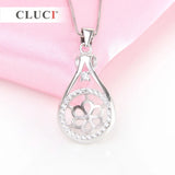 925 Silver Pearl Pendant Mounting Water Drop Shape Charms Pendant