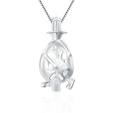 925 Silver Graduate Egg Pearl Cage Pendant for Women