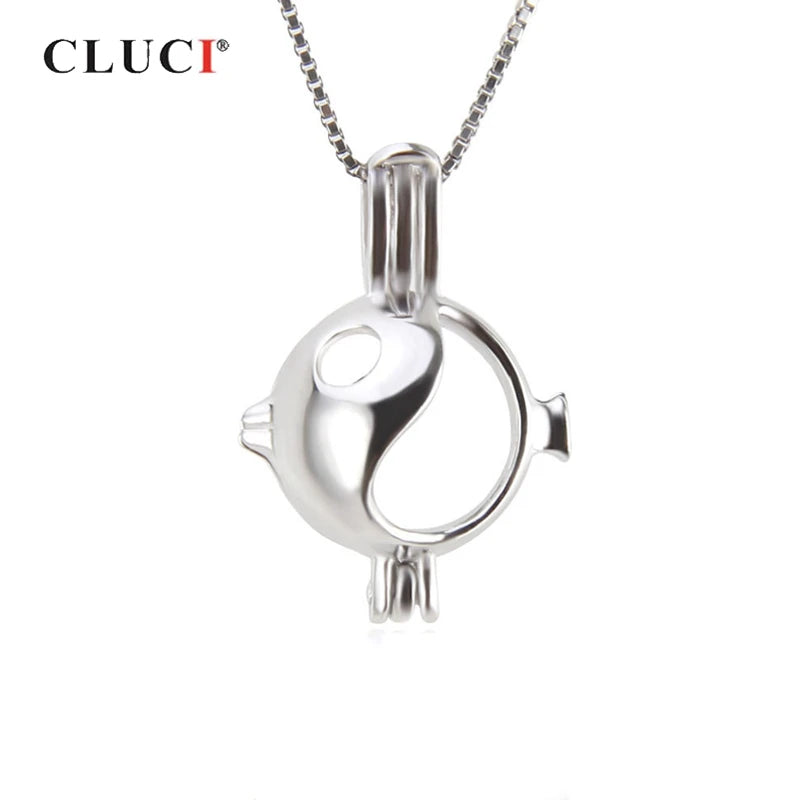 925 Silver Pendant Chubby Fish Necklace Animal Charm Pendant