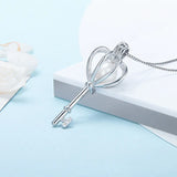 925 Silver Love Key Pearl Cage Pendant
