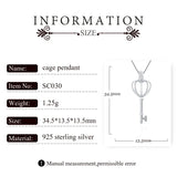 925 Silver Love Key Pearl Cage Pendant