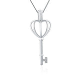 925 Silver Love Key Pearl Cage Pendant