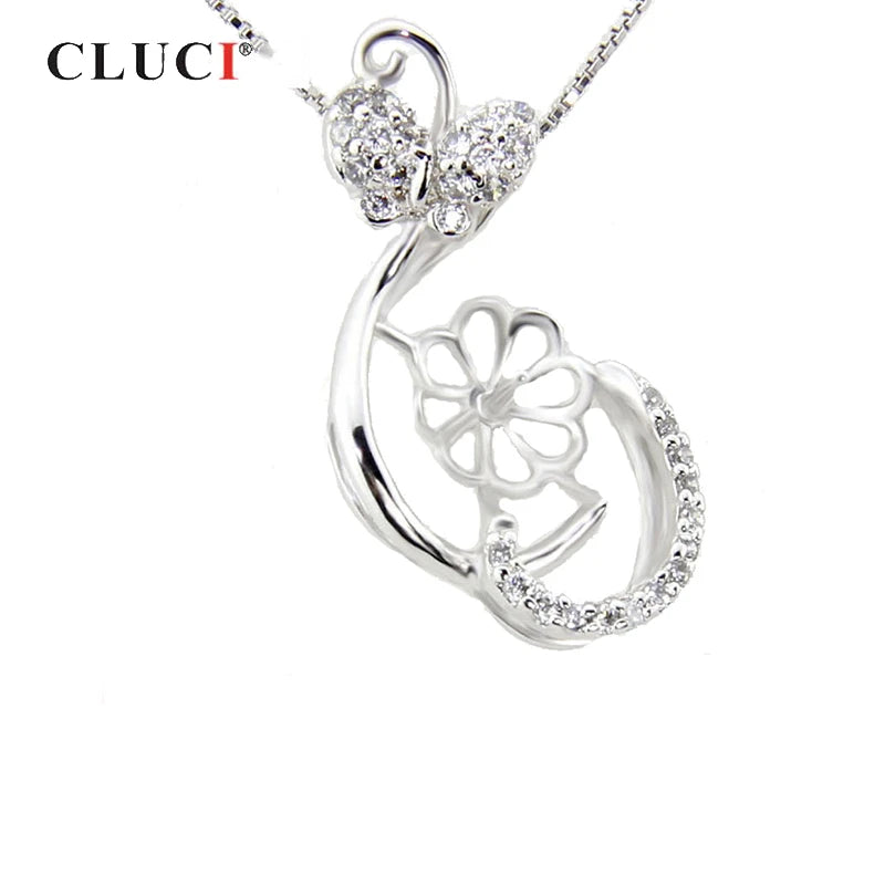 925 Silver Butterfly Pearl Pendant for Necklace