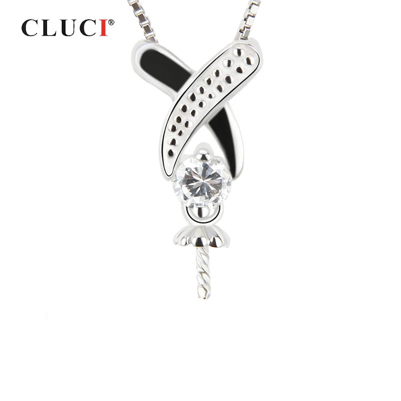 925 Silver Zircon Pearl Pendant for Women
