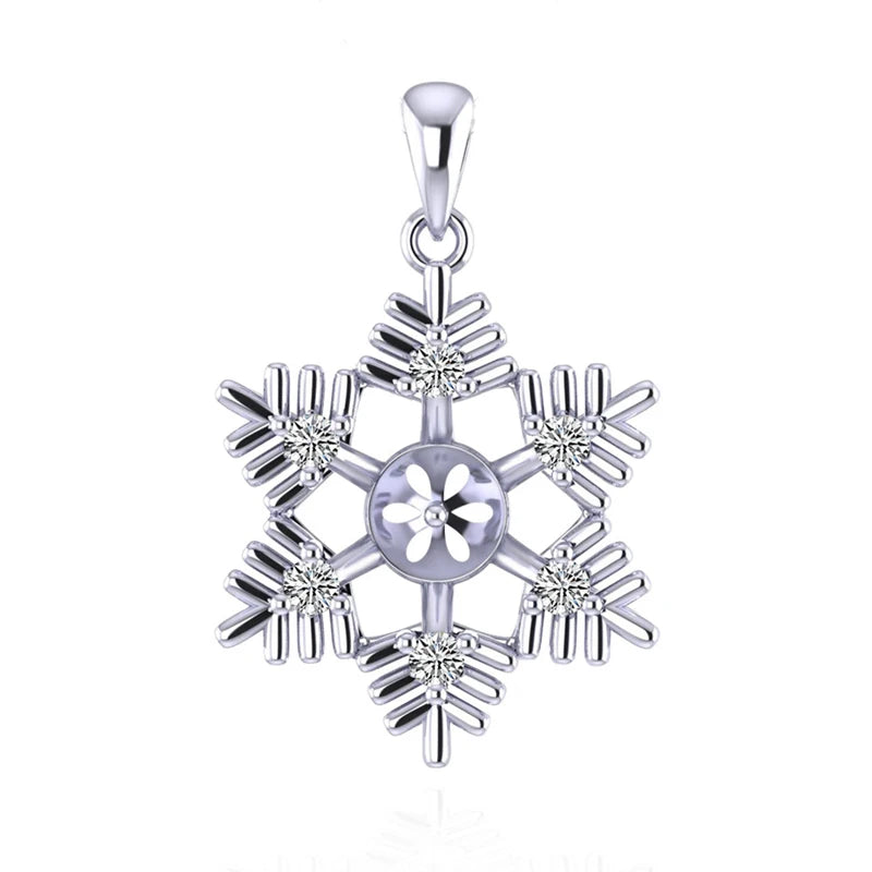 925 Silver Pendant for Pearls Snowflake DIY Necklace Bracelet SP325SB
