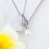 925 Silver Charms Pendant Rhombus Zircon Pearl SP350SB