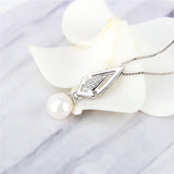 925 Silver Charms Pendant Rhombus Zircon Pearl SP350SB