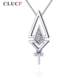 925 Silver Charms Pendant Rhombus Zircon Pearl SP350SB