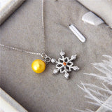 925 Sterling Silver Snowflake Pendant Zircon Charms Necklace Jewelry SP374SB