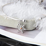 925 Sterling Silver Snowflake Pendant Zircon Charms Necklace Jewelry SP374SB