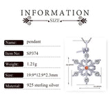 925 Sterling Silver Snowflake Pendant Zircon Charms Necklace Jewelry SP374SB