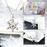 925 Sterling Silver Snowflake Pendant Zircon Charms Necklace Jewelry SP374SB