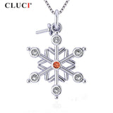 925 Sterling Silver Snowflake Pendant Zircon Charms Necklace Jewelry SP374SB