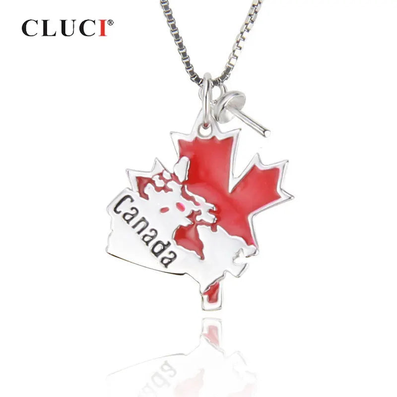 925 Silver Red Maple Leaf Pendant Canada National Women Jewelry