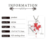 925 Silver Red Maple Leaf Pendant Canada National Women Jewelry