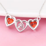 925 Silver Red Zircon Heart Pendant Necklace Valentine Gift