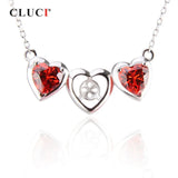 925 Silver Red Zircon Heart Pendant Necklace Valentine Gift