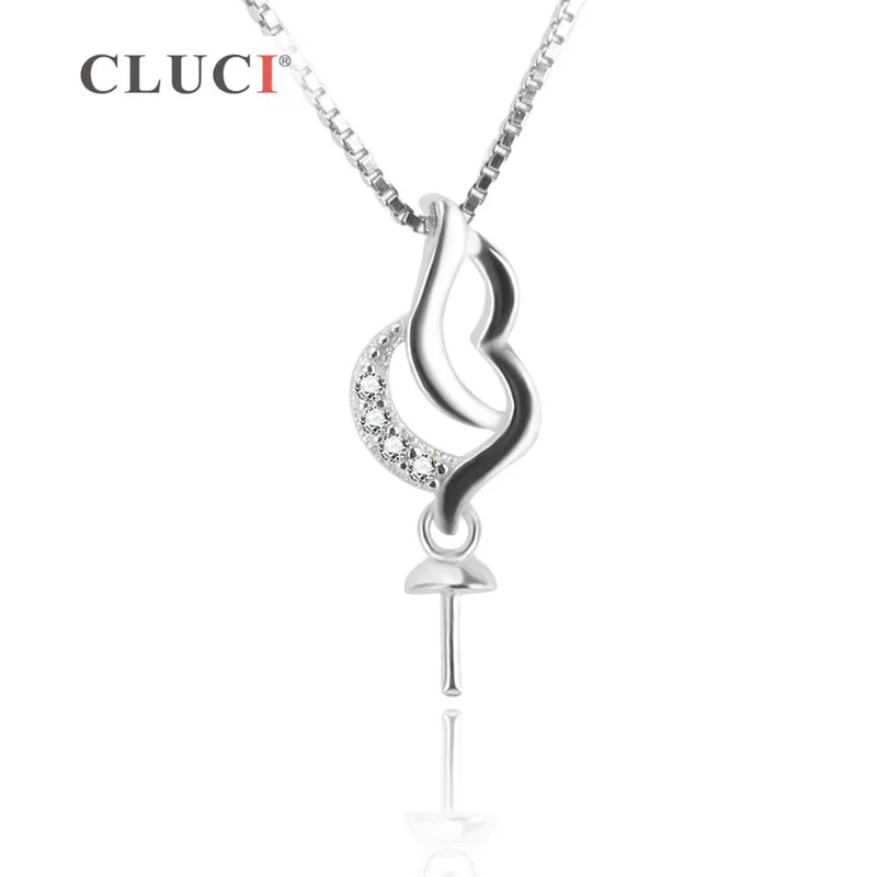 925 Silver Rhinestone Pendant Finding for 7-8mm Pearl