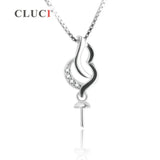 925 Silver Rhinestone Pendant Finding for 7-8mm Pearl