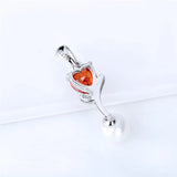 925 Silver Saltwater Pearl Necklace Pendant Red CZ Heart Wedding Gift