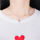 925 Silver Saltwater Pearl Necklace Pendant Red CZ Heart Wedding Gift