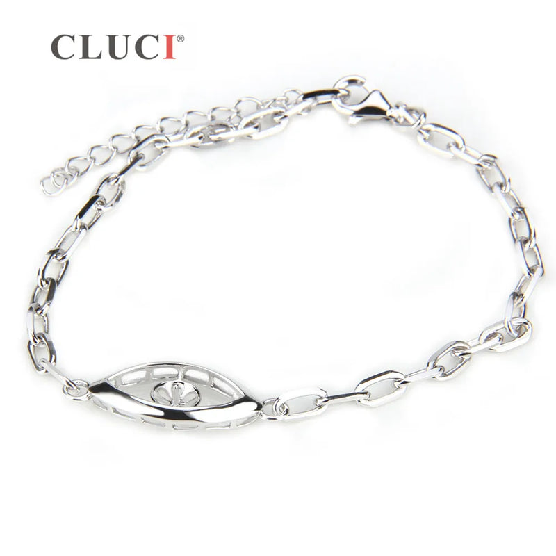 925 Silver Eye Bracelet Pearl Jewelry for Women Adjustable Length