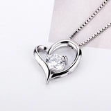 925 Silver Heart Pendant with Zircon Romantic Gift