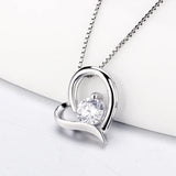 925 Silver Heart Pendant with Zircon Romantic Gift