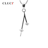 925 Sterling Silver Zircon Pearl Pendant Necklace