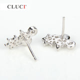 925 Silver Snowflake Earrings with Pearl Stud Mounting SE032SB