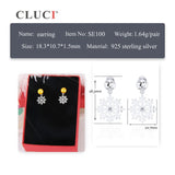 925 Silver Snowflake Stud Earrings Women Pearl Mounting Jewelry Making