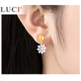 925 Silver Snowflake Stud Earrings Women Pearl Mounting Jewelry Making