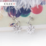 925 Silver Snowflake Stud Earrings Women Pearl Mounting Jewelry Making
