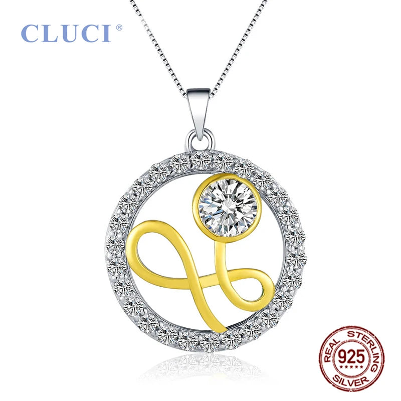 925 Silver Pendant with Zircons Charms Valentine Gift DP024SB