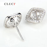 925 Silver Stud Earrings Wedding Jewelry Pearl Zircon SE026SB