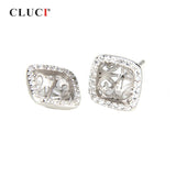 925 Silver Stud Earrings Wedding Jewelry Pearl Zircon SE026SB