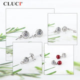 925 Silver Stud Round Earrings for Women Pearl Zircon SE101SB