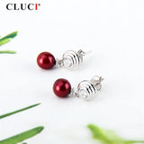 925 Silver Stud Round Earrings for Women Pearl Zircon SE101SB