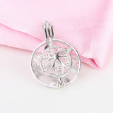 925 Silver Women Charms Pendant Mother's Gift Round Letter Pearl Locket