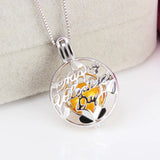 925 Silver Women Charms Pendant Mother's Gift Round Letter Pearl Locket