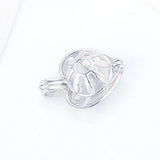 925 Silver Heart Shaped Cage Pendant with Letter Charms Pearl Locket